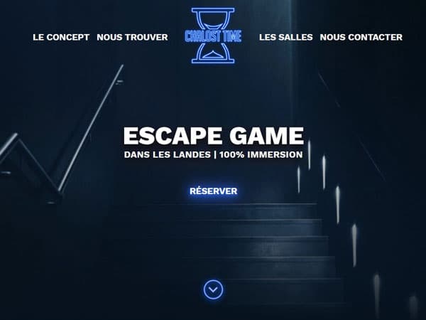 Capture du projet Chalost Time | Escape game. Site immersif avec réservation en ligne et présentation des salles.