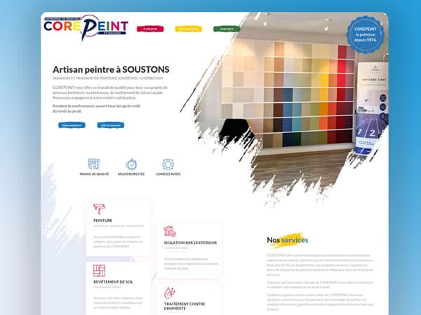 Capture du projet Corepeint | Artisan peintre. Site vitrine avec portfolio de réalisations et demande de devis.