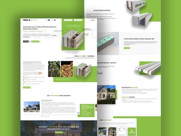 Capture du projet Isolabloc | Fabricant de blocs coffrants isolants. Site produit avec fiches techniques et documentation.
