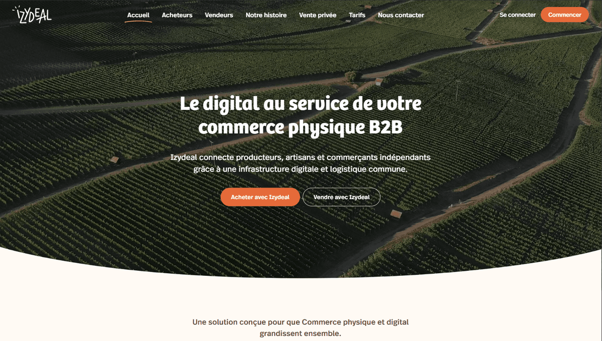 Capture du projet IzyDeal | Marketplace B2B connectant producteurs, artisans et commerçants indépendants.