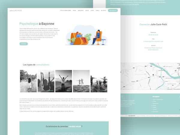 Capture du projet Julie Curé Petit | Psychologue. Site de présentation avec prise de rendez-vous en ligne.