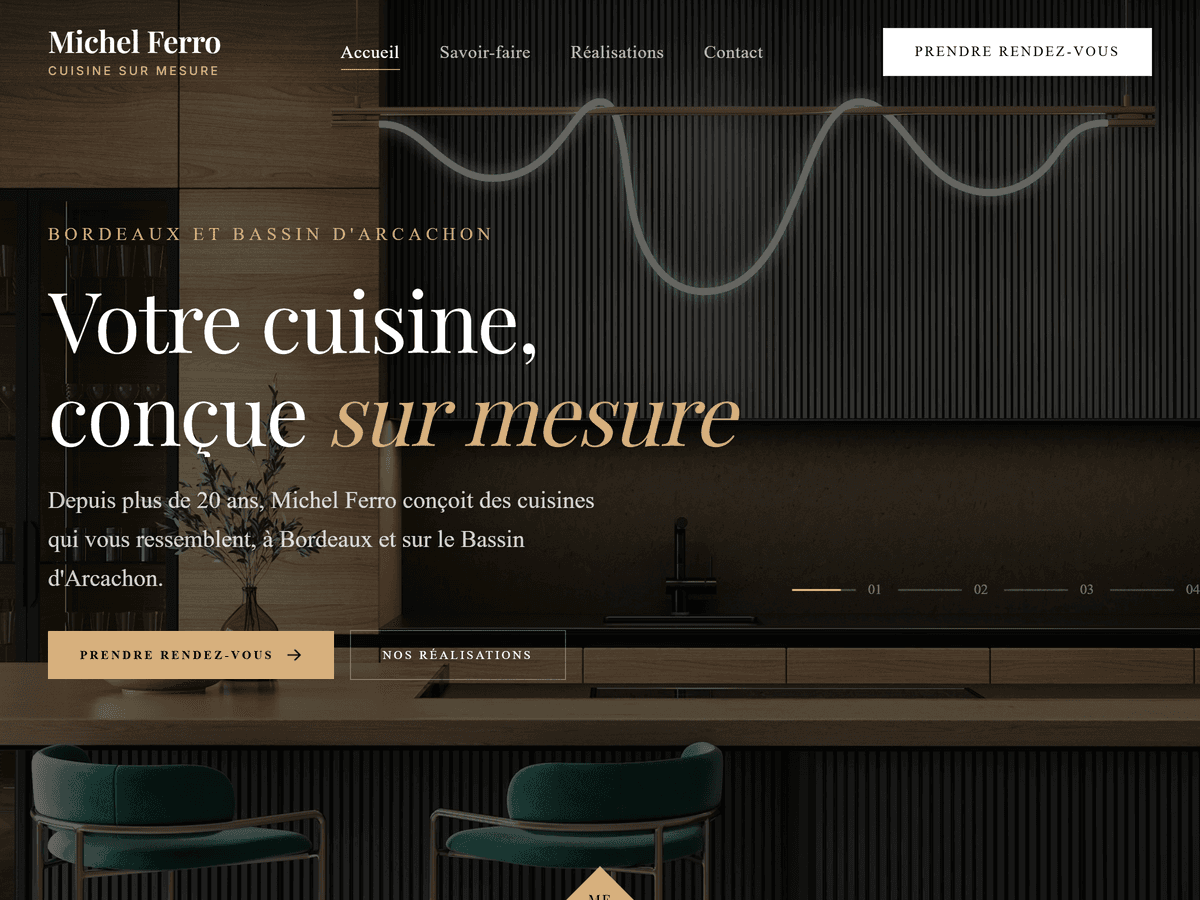 Capture du projet Michel Ferro | Cuisiniste haut de gamme. Site vitrine avec galerie de réalisations.