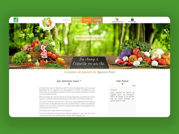 Capture du projet Le Panier Frais | Producteur de légumes frais. Site vitrine avec présentation des produits et points de vente.